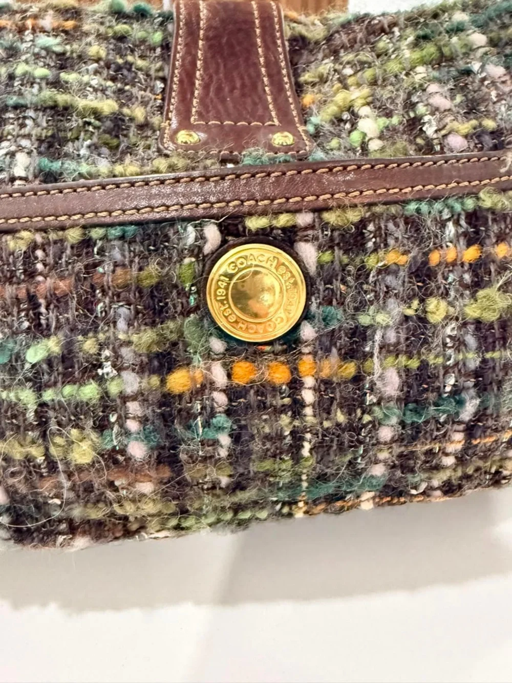 RARE Vintage Coach Leather Tweed Soho Multicolor Shoulder Bag Purse Y2K #8F18